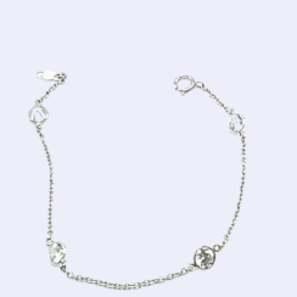 JCM 925 Sterling Silver & Cubic Zirconia (CZ) Dainty Thin Bracelet Sm Wrist NWOT - Picture 4 of 16